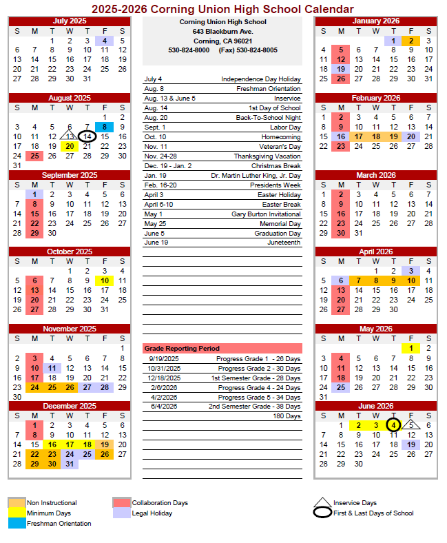 CUHS 2024-25 Calendar