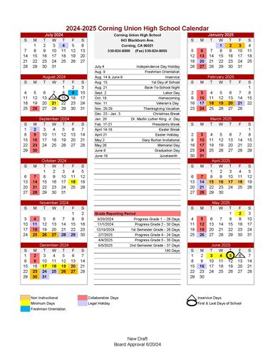 CUHS 2024-25 Calendar